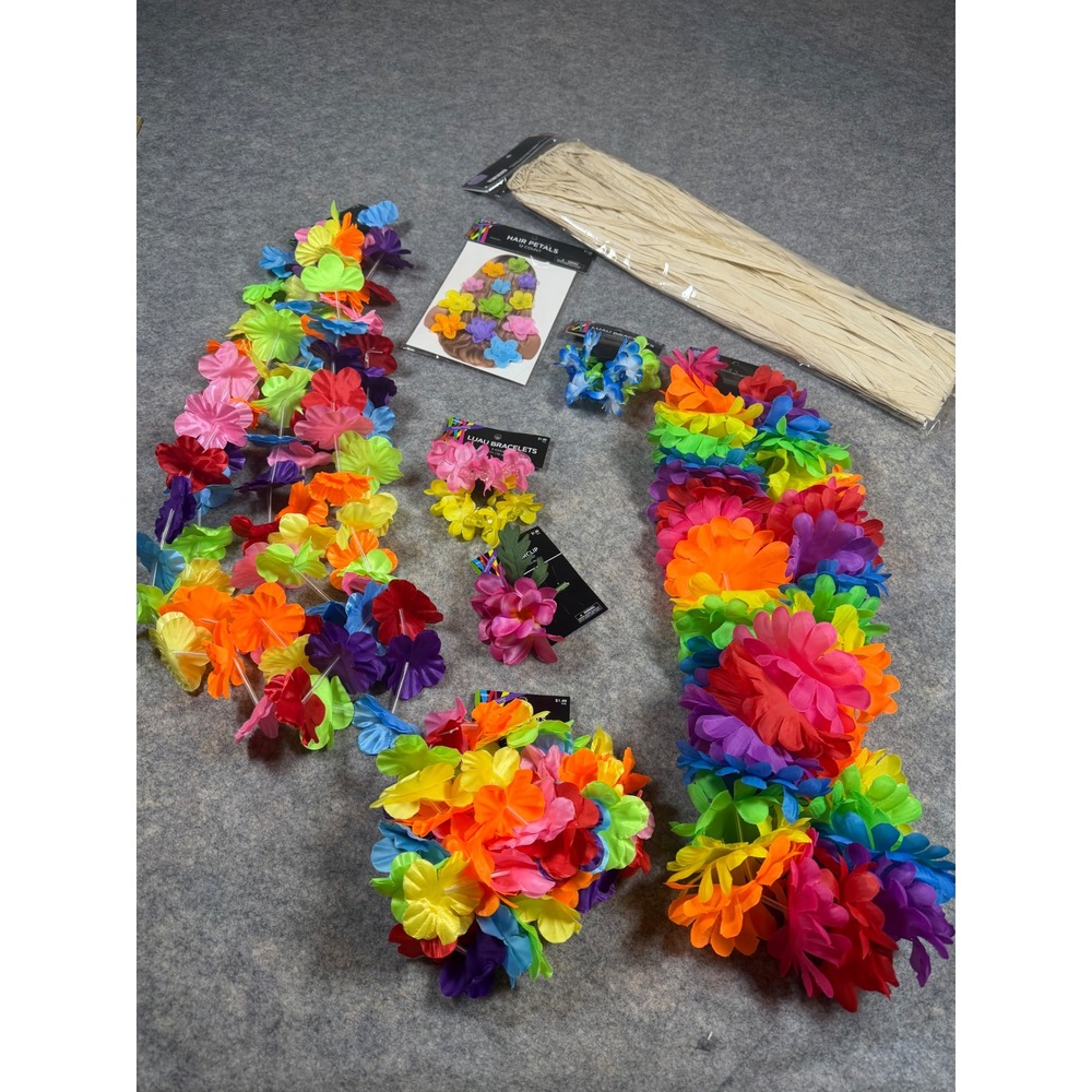 Brother Sister Design Studio Kids Luau Set Hula Skirt Leis Bracelets Hair Clip